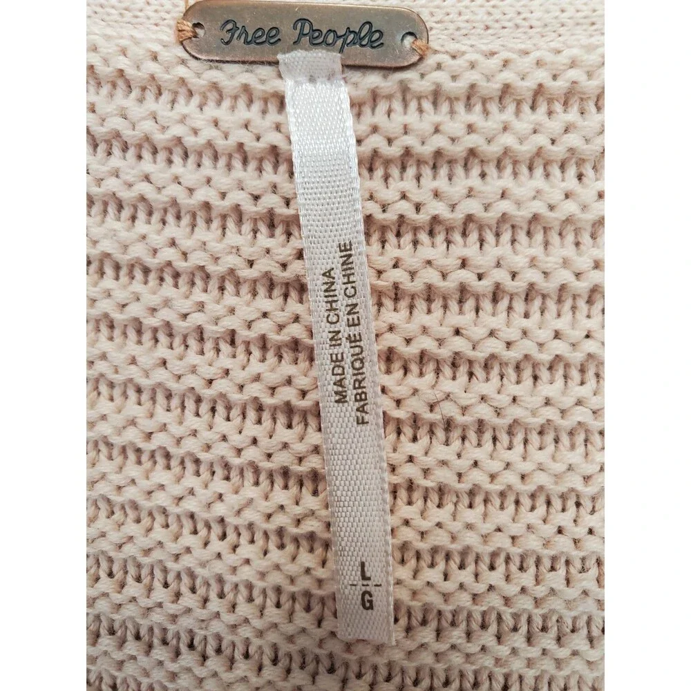 Free People La Brea Oversized Ribbed Drop Shoulder V-Neck Sweater Tunic Size L - Picture 3 of 6